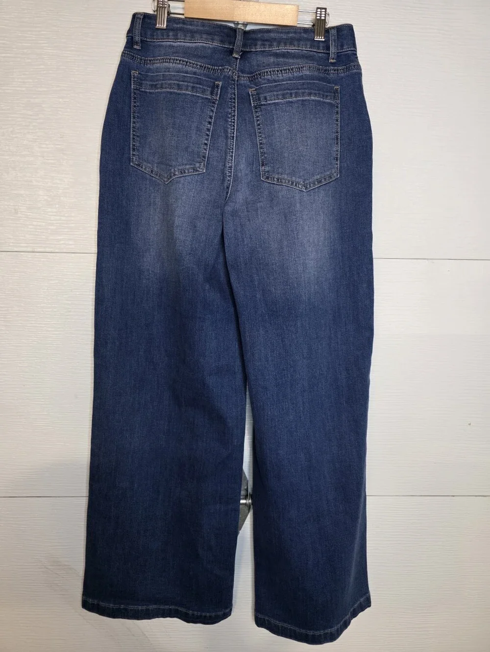Dark Blue Wide-Leg Women's Jeans - Picture 3 of 5